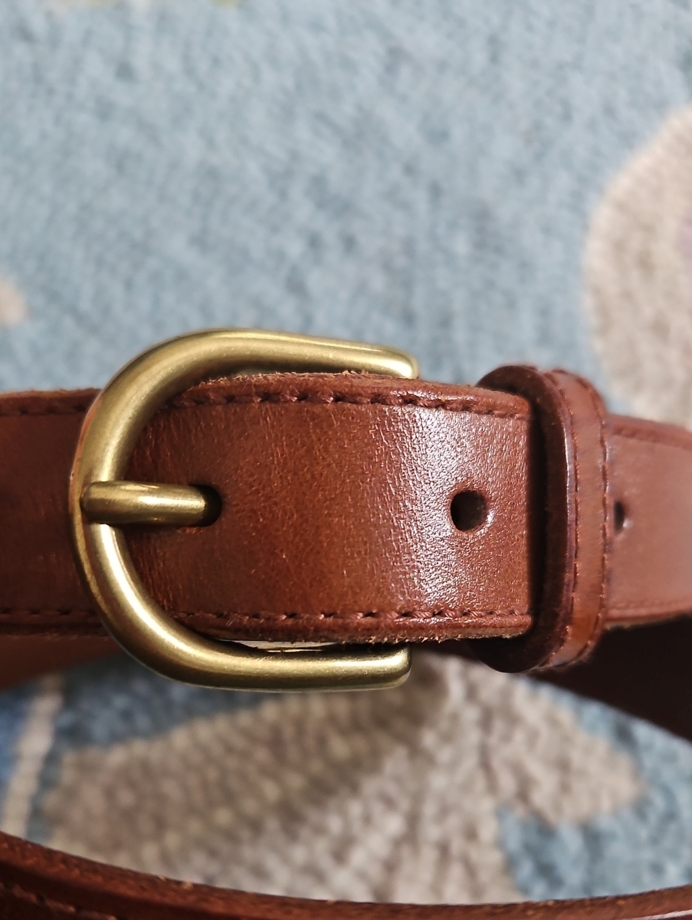 Lauren By Ralph Lauren Brown Leather Belt with Solid Brass Buckle - Picture 2 of 8